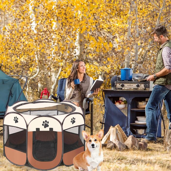 Портативний вольєр для цуценят та дрібних тварин 74x43 см (колір кавовий)