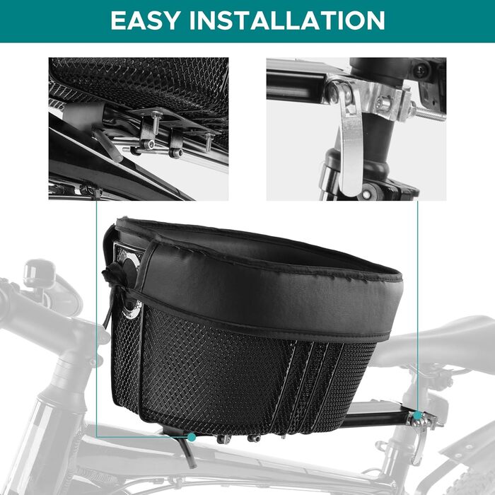 Складаний кошик для собак, м'який велотримач, знімний передній кошик, велотримач для котів та собак (чорний)