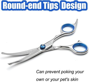Ножиці для грумінгу собак, нержавіюча сталь, вигнуті ножиці для догляду за тваринами з безпечними закругленими кінцями, для собак та котів