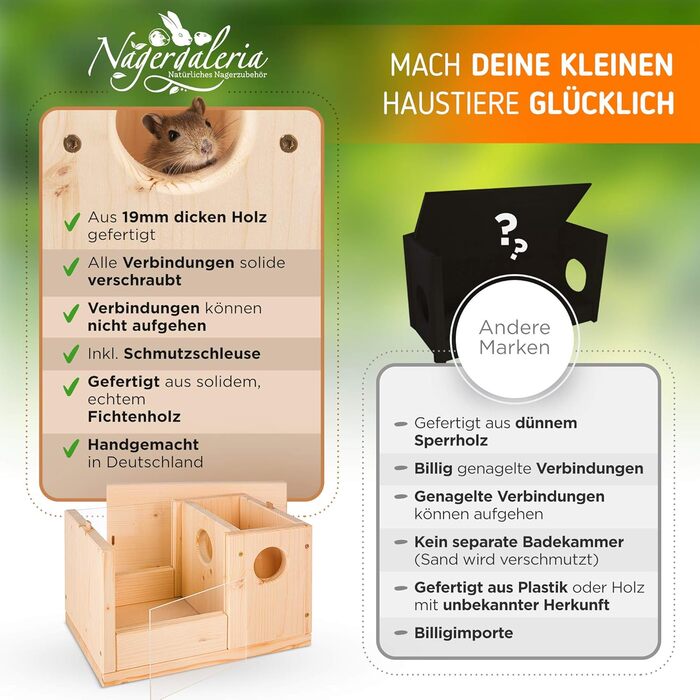 Преміум пісочник для хом'яків, мишей, щурів та дегу Nagergaleria® з унікальною системою збору бруду