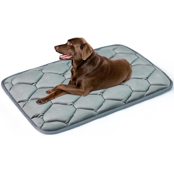 Матрац для великої переноски для собак, миючий, м'який, лежанка для собак, ковдра для тварин, килимок у переноску, підходить для 42-дюймових кліток, лежанка для великих собак та котів (104 x 68 см, сірий) XL (104 x 68 см) Сірий