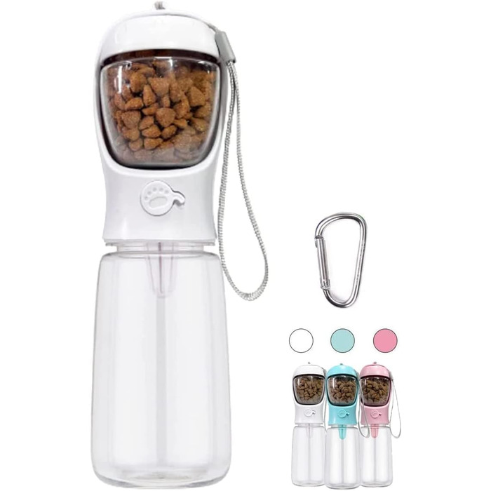 Водяна пляшка для собак на прогулянці, портативна, BPA-free, 550 мл, біла