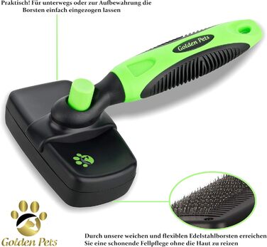 Щітка для собак та котів Golden Pets самоочисна, для короткої та довгої шерсті, для собак та котів різних розмірів, швидке очищення та догляд, інструкція в комплекті