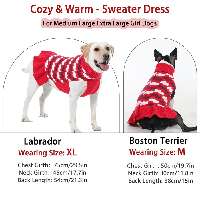 Пуловер для собак OUOBOB – зручний теплий пуловер з коміром-стійкою для дівчаток, великих порід, для холодних днів та свят (Новий Рік, День подяки), червоний, розмір XXXXX-Large, однотонний (Getaway Solids)