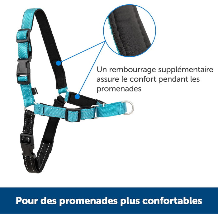 Шлейка для собак PetSafe Easy Walk Deluxe, велика, океансько-блакитна/чорна, з лінією 1,8 м, міцна, з м'якою підкладкою