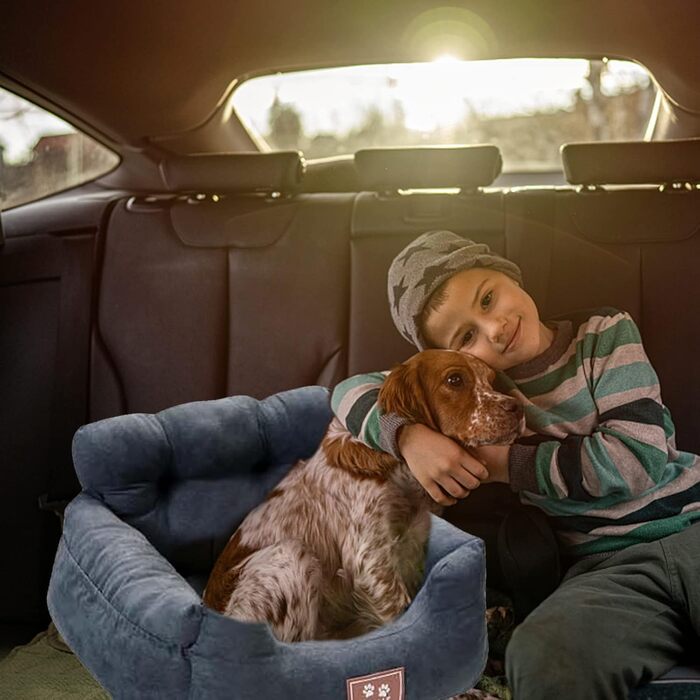 PETCUTE: Зручний автокрісло для собак, сірого кольору. Безпечний кріплення, знімний килимок, кишені для зберігання. Підходить для маленьких собак