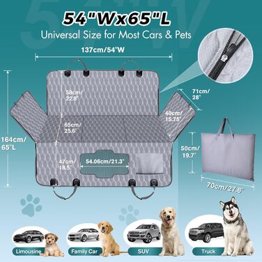 Підстилка для собак у машину, 180 кг, водонепроникна, з жорсткою основою, знімна, 600D, стійка до подряпин, неслизька, м'яка, для позашляховиків/автомобілів/позашляховиків середнього розміру