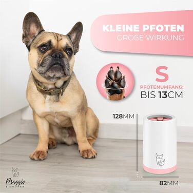 Очисник для лап тварин Maggie & Cooper (розмір S, колір: рожевий) | чисті лапки | з мікрофібровим рушником | 2 розміри | придатний для миття в посудомийній машині | м'які щітки