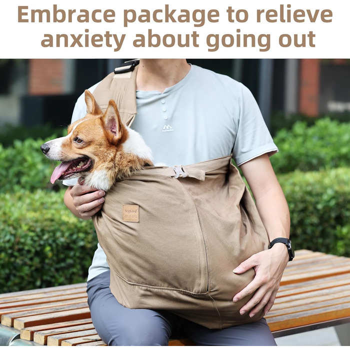 Сумка-переноска для собак середнього розміру ETIAL, сірого кольору, з металевим поводком, регульованим плечовим ременем, для собак вагою 11,3–18,1 кг