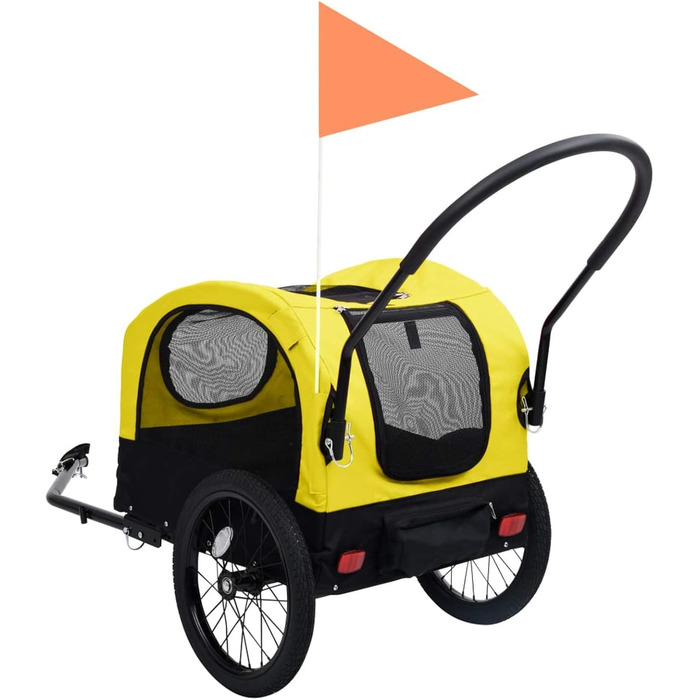 ZEYUAN 2-в-1 Причіп для велосипеда та візок для прогулянок, причіп для собак, велосипедний візок для собак, комфортний візок, причіп для тварин на велосипеді, жовто-чорний