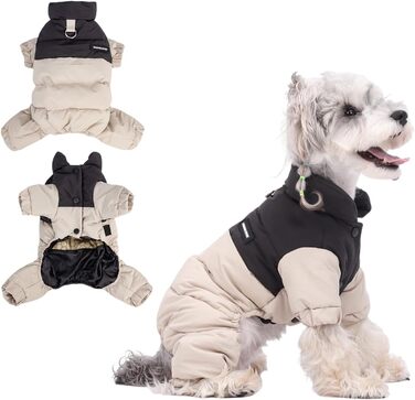 Водонепроникний зимовий одяг для собак PETCUTE: тепла куртка з D-кільцем для малих, середніх та великих собак. Теплий одяг для собак у холодну погоду, бежевий, L
