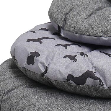 Матрац для собак Rosewood All Seasons Oval – великий, 94 см – двосторонній, з принтом собак & сірий, з виглядом льону – можна прати, зручний & для використання цілий рік (довжина 49 x ширина 67 x висота 7 см)