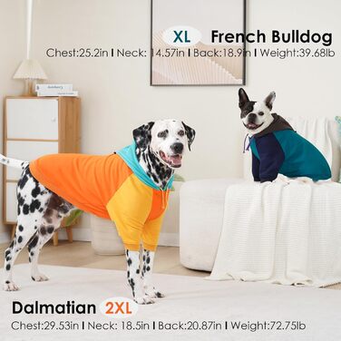 Теплий капюшонний светр AOFITEE для великих собак, осінь-зима, бавовна, рожевий, розмір L (з візерунком 'Захід сонця')