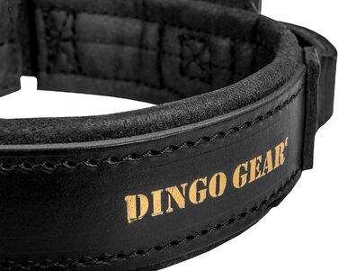 Шкіряний нашийник для собак Dingo Gear Drago, з ручкою, амортизований, чорний, ручна робота, 48-56 см