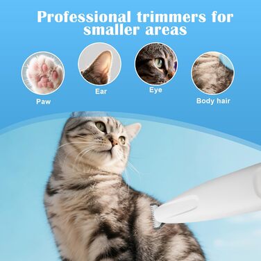 Бездротовий триммер для тварин PawTrim Pro з LED-підсвічуванням, USB, акумуляторний, вологостійкий. Для собак, котів, догляду за лапами, вухами, обличчям та тілом