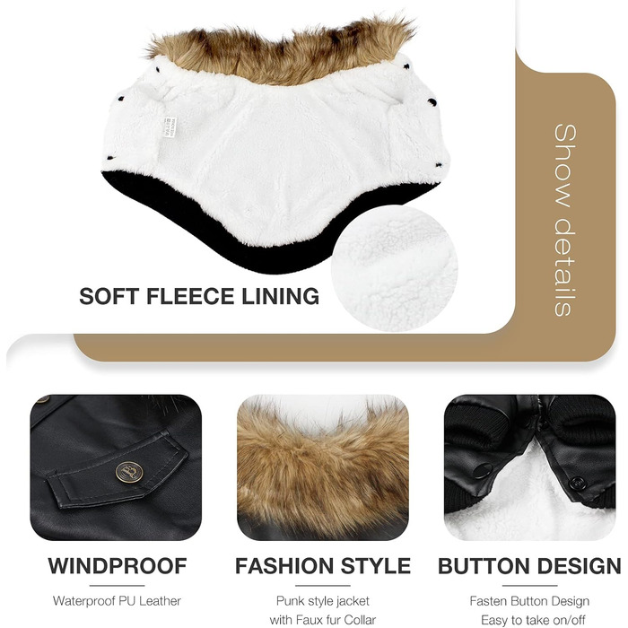 Зимова куртка для собак Namsan з натуральної шкіри, чорна, розмір M, водонепроникна