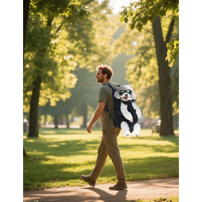 Рюкзак для тварин: переноска для собак та котів, регульована, чорний, L