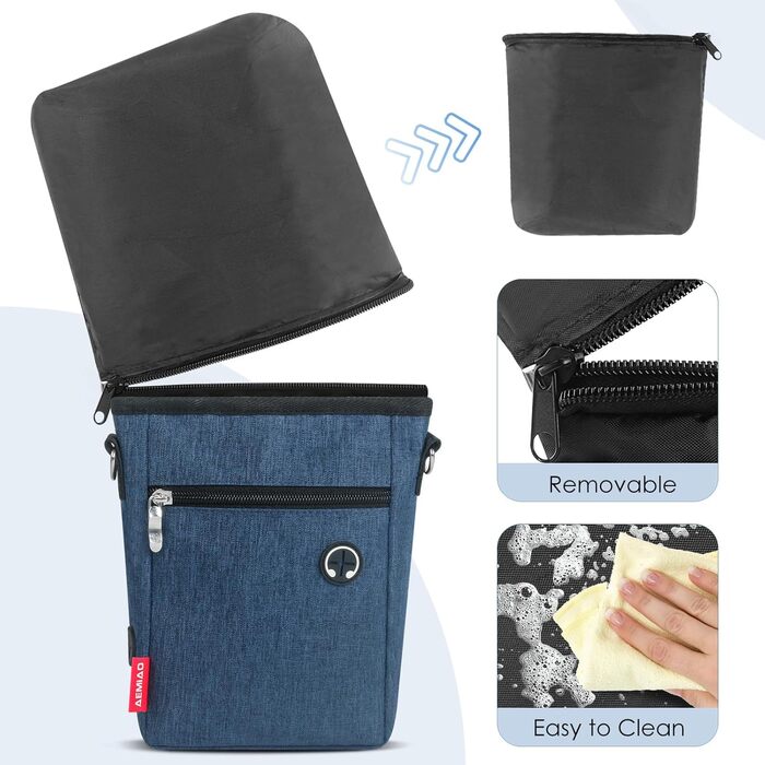 Футляр для ласощів для собак з магнітною застібкою, сумка для тренування собак з знімною внутрішньою кишенею, багатофункціональна сумка для ласощів для собак зі спонсором для фекалій, сірий (блакитний)