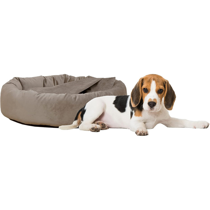 Килимок для собак Luxus Denver | гігієнічний, миючий | розмір M (для маленьких та середніх собак) | затишна печерка з пакетиками для збору відходів | оксамит, пудровий | діаметр 68 см