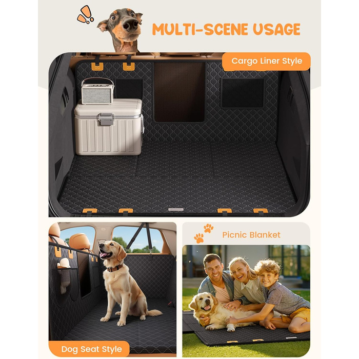 Захист для автосидіння для собак Lamicall: водонепроникний, з жорсткою основою та сіткою, для великих позашляховиків та пікапів