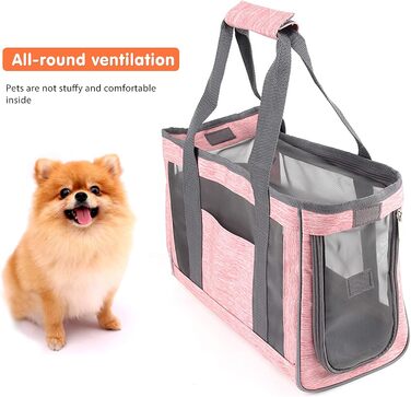Транспортна сумка для собак PETCUTE, рожева, з регульованим ременем, дихаюча, для котів та собак (M)