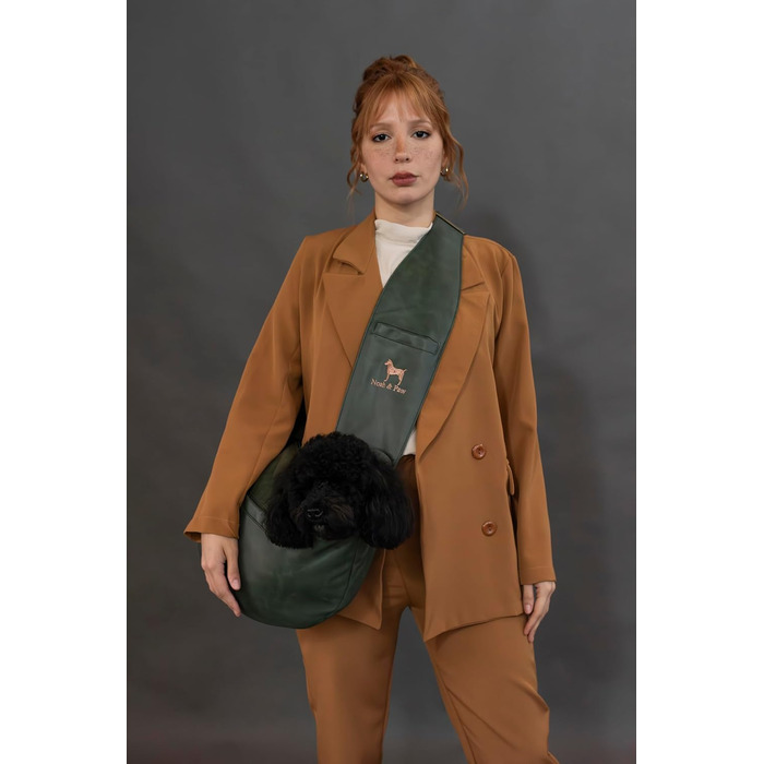 Трансформер для собак Noah & Paw до 5 кг, веганська шкіра, зелений, 38 x 15 x 14 см