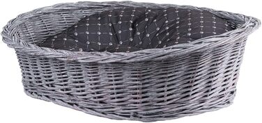 Корзина для собак та котів з плетеної лози, 80x60x26 см (Сірий/Чорний)
