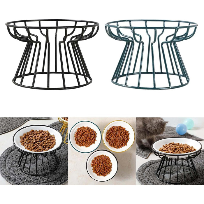 Підвищений миска для котів LOVIVER 2 шт. з кераміки, проти блювоти, захист шийного відділу хребта, неслизький, на підставці