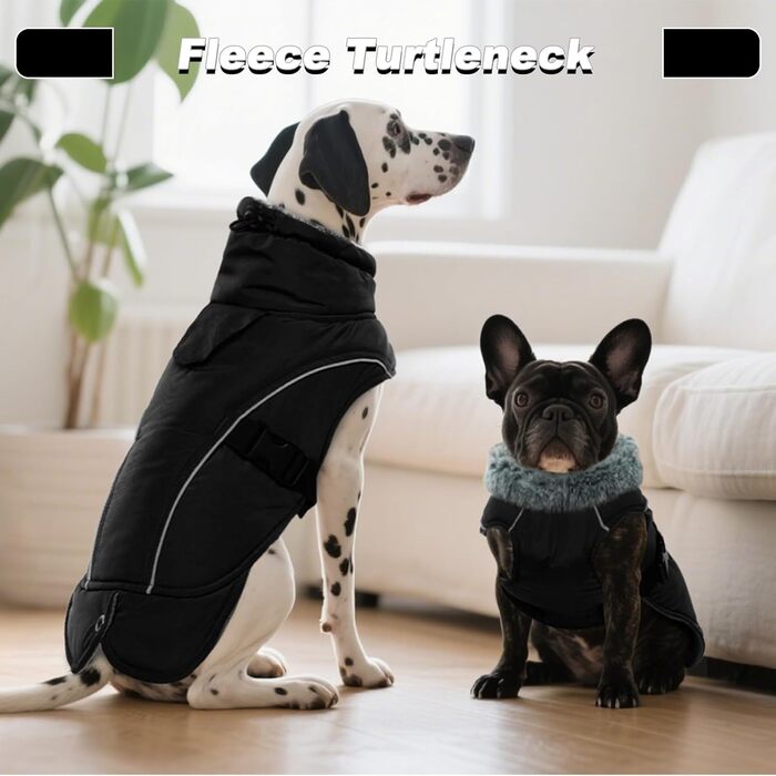 Зимовий теплий плащ для великих собак - вітронепроникний, світловідбиваючий, з флісовою підкладкою для Голден Ретрівера (Чорний, XXXL)