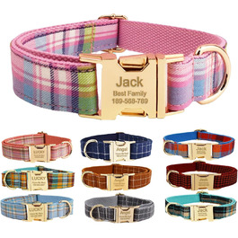 Персоналізоване собаче ошийник з металевою застібкою, з іменем та номером телефону. Регульовані розміри для великих та середніх собак (Collar 05)