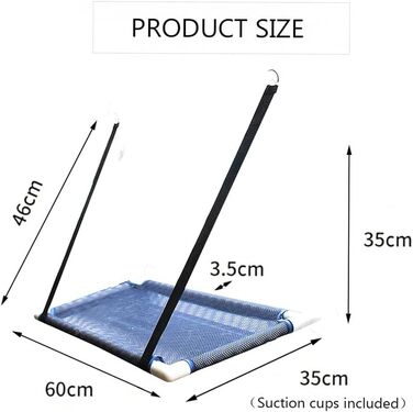 Котів гамак для вікна Decdeal, дихаючий, для сонячних ванн, до 10 кг, чорний