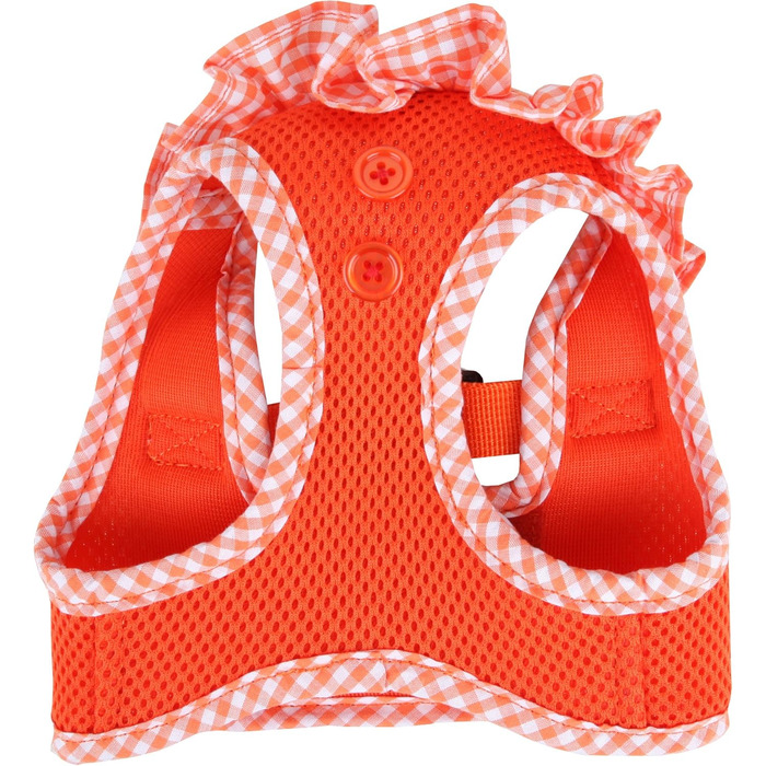 Нашийник для собак Puppia Vivien West - регульований, м'який, з картатим візерунком, для цуценят, анти-тягнучий, оранжевий, L