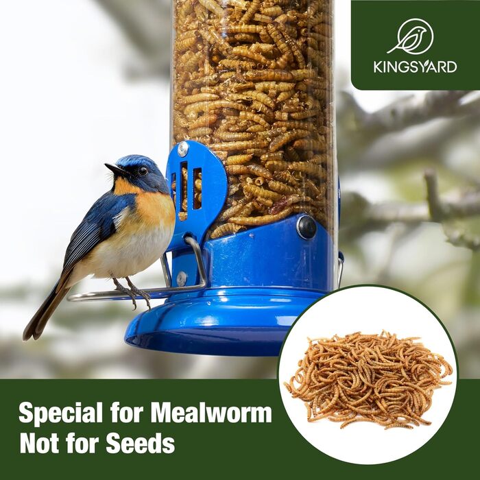 Годівниця для птахів Kingsyard на підвіску – металева годівниця для хробаків для синиць, малих сойок, чижів та птахів, античний синій колір