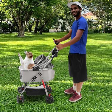 Складаний візок для собак та котів, сірий (50x60 см)