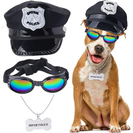 Костюм поліцейського для собак та котів Yewong: повний аксесуарний набір (м'язка шапка, значок, сонцезахисні окуляри) для Хелловіну, Різдва, косплею та рольових ігор