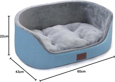 Кругле ліжко для собак середнього розміру Raikou, м'яке та зручне, з антиковзким покриттям (75x54x27 см, блакитне)