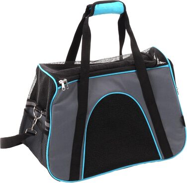 Сумка для собак Леона сіра – 44x24x29 см – поліестер, світловідбиваючий, знімний дно, страховка, ручки, ремінь на плече, легка у догляді