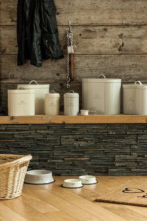 Металева ємність для корму для тварин Premier Housewares з ложкою, 6,5 л, кремова, оцинкована сталь