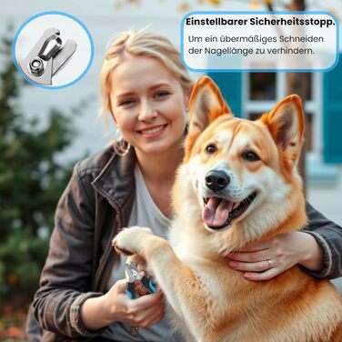 Тример для обрізання кігтів собак, котів та інших домашніх тварин | З пилочкою, лезами з нержавіючої сталі, захистом та чохлом – великий | Для догляду за лапами та кігтями