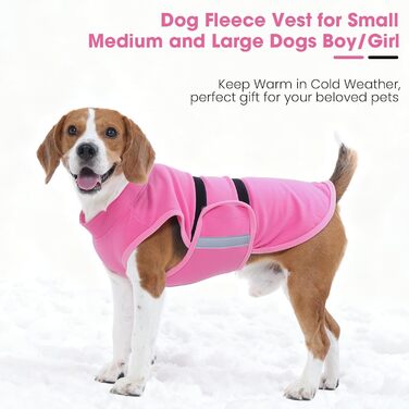 Флісовий одяг для собак Nanaki: теплий, зручний, регульований, для дрібних та середніх порід (Бігль, Бостон-Тер'єр), рожевий (Large)