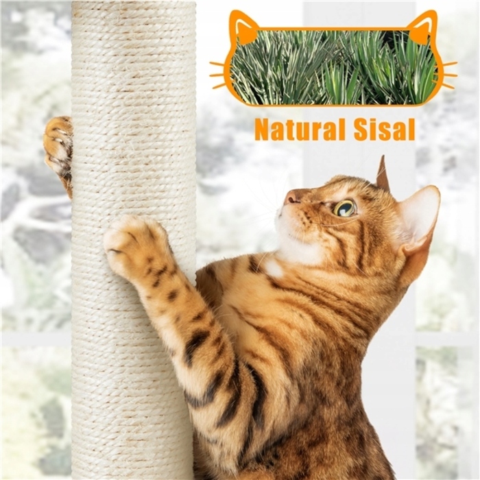 Ігровий комплекс для котів Yaheetech: низька дряпачка, лежанка та стовп-дряпалка (101-160 см)