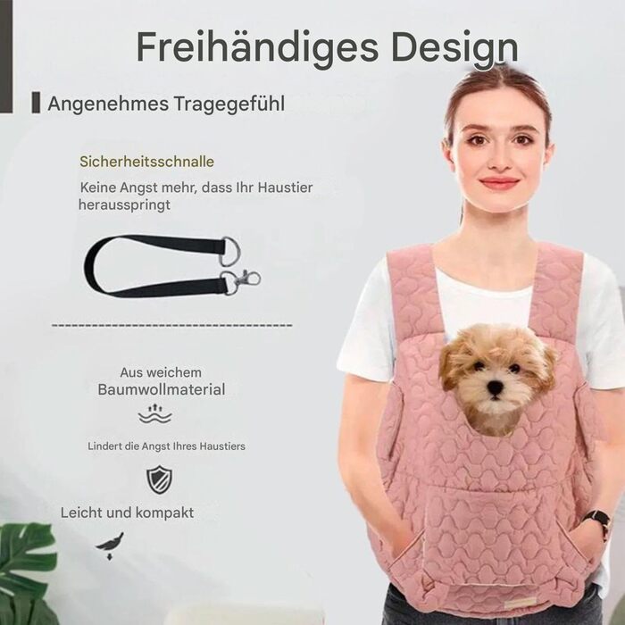 Рюкзак-переноска для собак та котів Ahuuen - Дихаючий, м'який, для маленьких собак, кошенят, цуценят. Підходить для прогулянок, подорожей, кемпінгу, велопоїздок (Рожевий)