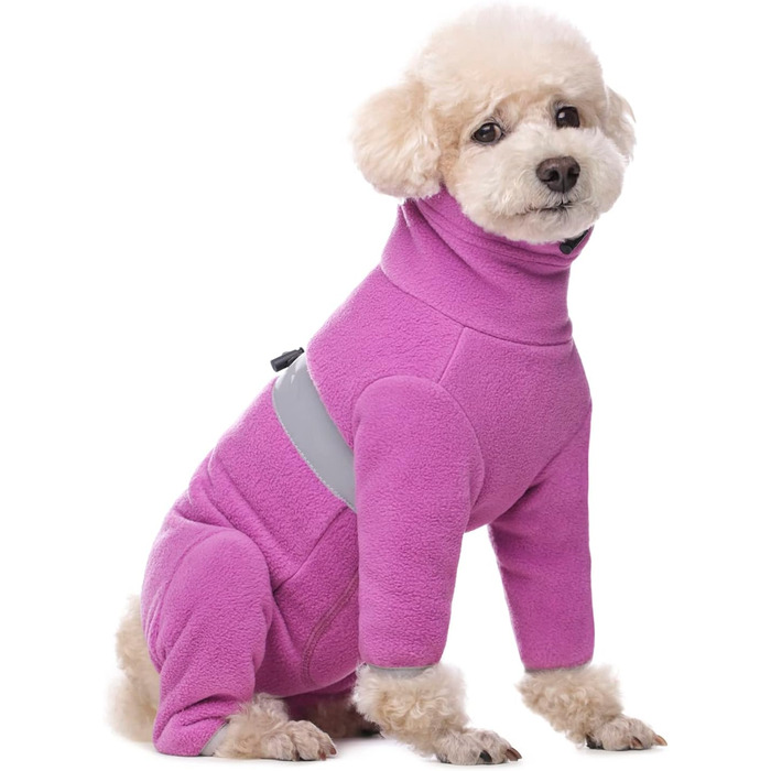 Теплий флісовий одяг для собак, зимовий, з довгими рукавами, для чотирилапих, регульований, для собак малих та середніх порід, розмір XS (фіолетовий)