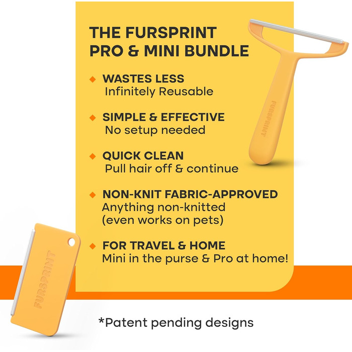Набір для видалення шерсті Fursprint Pro & Mini – універсальний інструмент для килимів, диванів і авто, багаторазовий для чищення шерсті собак і котів