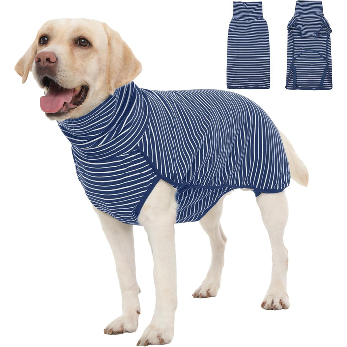 Теплий флісовий пуловер для собак Hjyokuso, розмір L. Зручний зимовий одяг для малих, середніх та великих собак. Теплий, м'який, для прогулянок у холодну погоду – синій.