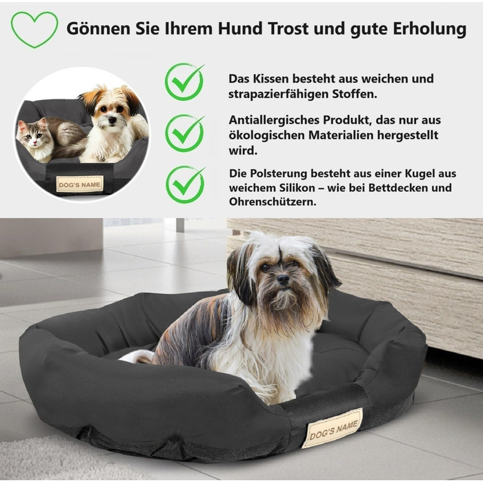 Чорна лежанка для собак XL 115x95 см. Персоналізована, водонепроникна, для дому. Лежанка для великих собак