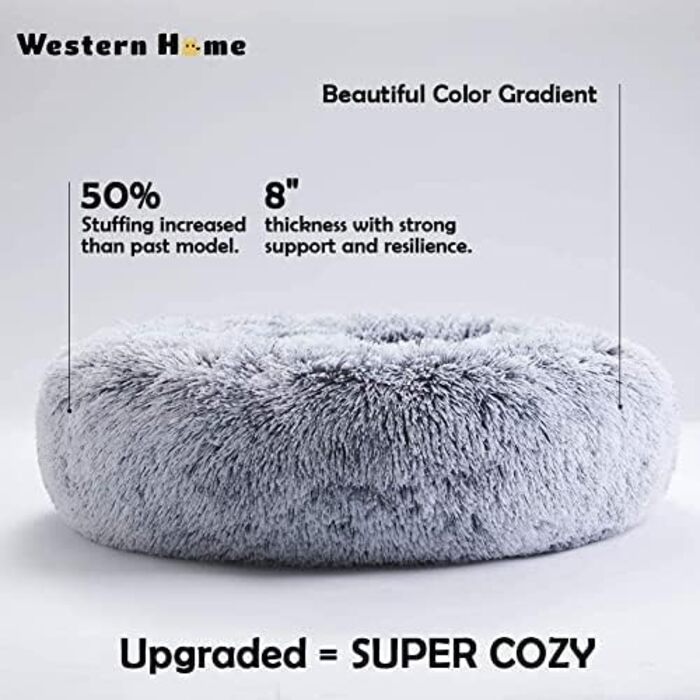Ліжко для собак і котів Western Home, м'яке флісове, кругле, 70 см, світло-сіре, для малих порід, пране, лежак для котів і собак
