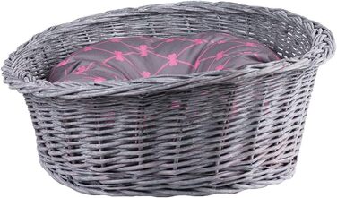Плетене ліжко для собак та котів з лози (50x36x16 см, сірий)