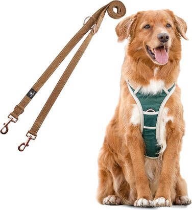 Набір повідка та шлейки для собак – дихаючий, регульований, з м'якою підкладкою та світловідбиваючими елементами – для великих та середніх собак (зелений, S (51-66 см обхват грудей))