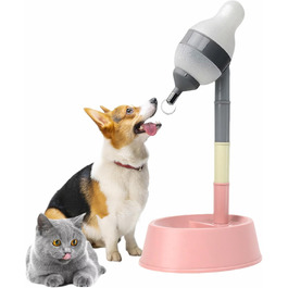 Автоматичний диспенсер для води для котів та собак iFCOW, регульована висота, знімний стрижень, автоматичне годування (Gerry + Pink)
